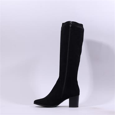 Caprice Francesca Pointed Long Boot - Black Stretch