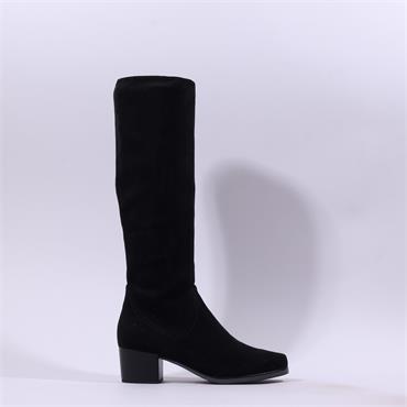 Caprice Kania PullOn BlockHeel Long Boot - Black Stretch