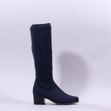 Caprice Kania PullOn BlockHeel Long Boot - Navy Stretch