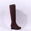 Caprice Narnia Mid Block Heel Long Boot - Dark Brown Stretch