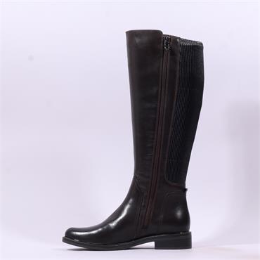 Caprice Kania Stretch Calf Long Boot - Dark Brown Leather