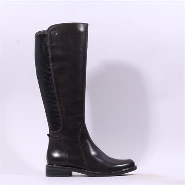 Caprice Kania Stretch Calf Long Boot - Dark Brown Leather