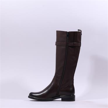 Caprice Kania Snake Strap Long Boot - Dark Brown Leather