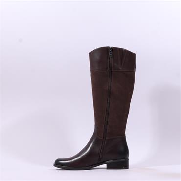 Caprice Kania Flat Buckle Long Boot - Dark Brown Combi