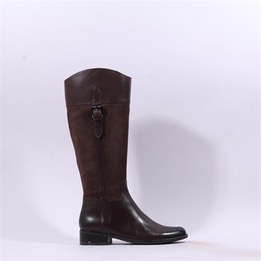 Caprice Kania Flat Buckle Long Boot - Dark Brown Combi