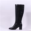Caprice Francesca Block Heel Long Boot - Black Leather