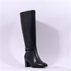 Caprice Francesca Block Heel Long Boot - Black Leather