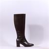 Caprice Francesca Block Heel Long Boot - Dark Brown Leather