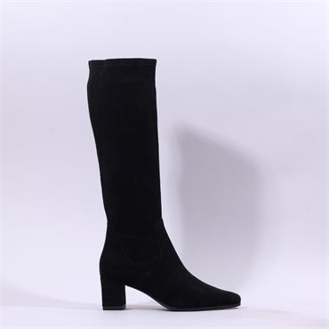 Caprice Tracy Block Heel Point Long Boot - Black Stretch