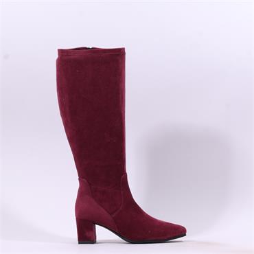 Caprice Tracy Block Heel Point Long Boot - Bordeaux Stretch