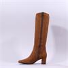 Caprice Tracy Block Heel Point Long Boot - Brown Stretch