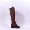 Caprice Tracy Block Heel Point Long Boot - Dark Brown Stretch