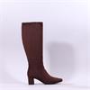 Caprice Tracy Block Heel Point Long Boot - Dark Brown Stretch