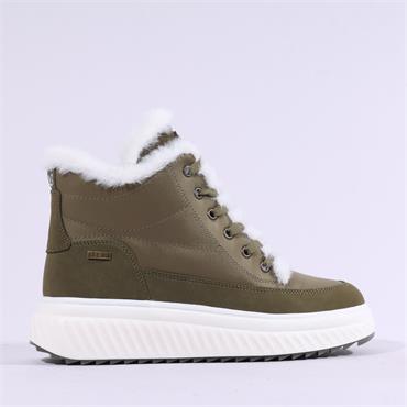 Caprice Fritzy Fleece Tex Lace Bootie - Khaki Combi