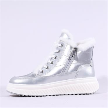 Caprice Fritzy Fleece Tex Lace Bootie - Silver Combi