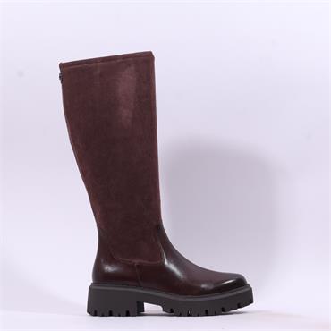 Caprice Dilara Chunky Stretch Knee High - Dark Brown Combi