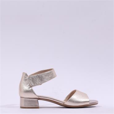 Caprice Carla Velcro Low Heel Sandal - Gold Metallic