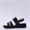 Caprice Eileen Buckle Wedge Sandal - Black Leather