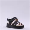 Caprice Eileen Buckle Wedge Sandal - Black Leather