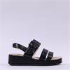 Caprice Eileen Buckle Wedge Sandal - Black Leather