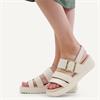 Caprice Eileen Buckle Wedge Sandal - Off White Leather