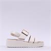 Caprice Eileen Buckle Wedge Sandal - Off White Leather