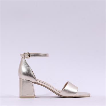 Caprice Baila Ankle Strap Block Heel - Gold Metallic