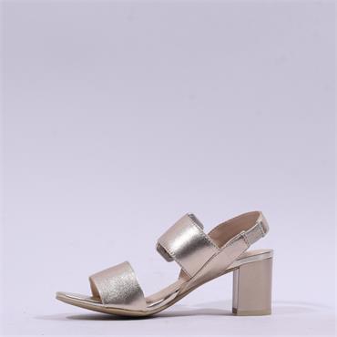 Caprice Edison Block Heel Buckle Sandal - Gold Metallic