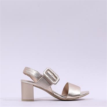 Caprice Edison Block Heel Buckle Sandal - Gold Metallic