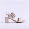 Caprice Edison Block Heel Buckle Sandal - Platinum
