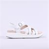 Caprice Blue Strappy Ring Buckel Sandal - White Leather