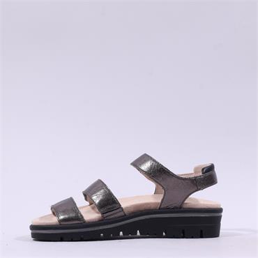 Caprice Emilia Triple Velcro Sandal - Gun Metal