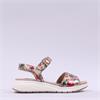 Caprice Kandy Low Wedge Velcro Sandal - Floral Metallic