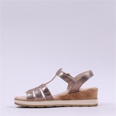 Caprice Bernadette Cork Wedge Slingback - Taupe Metallic