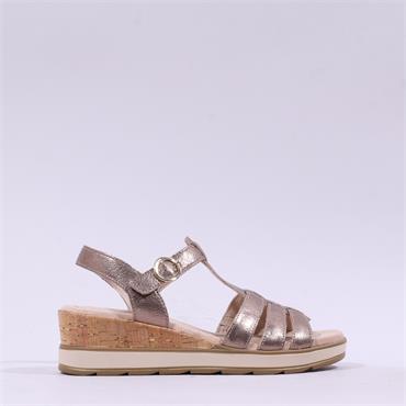 Caprice Bernadette Cork Wedge Slingback - Taupe Metallic