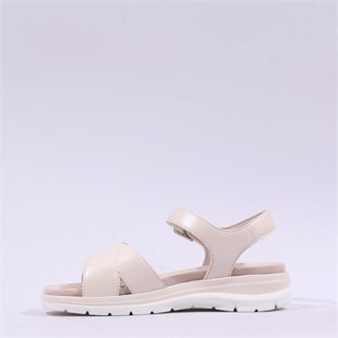 Caprice Blue CrissCross Slingback Sandal - Cream Leather
