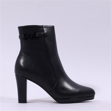 Peter Kaiser Barrie Thin Block Heel Boot - Black Leather