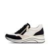 Remonte Lace Wedge Trainer With Side Zip - Black Combi