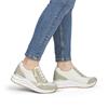Remonte Lace Wedge Trainer With Side Zip - White Combi