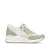 Remonte Lace Wedge Trainer With Side Zip - White Combi