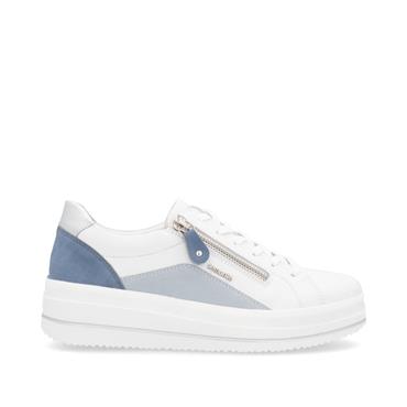 Remonte Platform Laced Trainer Side Zip - White Blue Combi