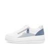 Remonte Platform Laced Trainer Side Zip - White Blue Combi