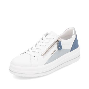 Remonte Platform Laced Trainer Side Zip - White Blue Combi