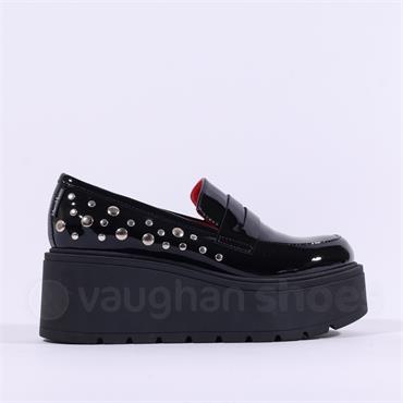 Marco Moreo Vale Slip On Studs Wedge - Black Patent