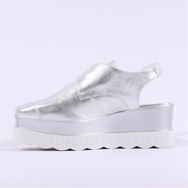 Marco Moreo Vienna Buckle Slingback - Silver Leather