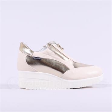 Marco Moreo Lola Classic Front Zip Wedge - Cream Gold