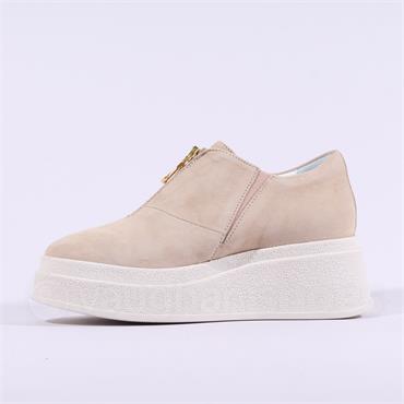 Marco Moreo Dublin Front Zip Platform - Beige Suede