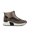 Rieker Front Zip Wedge Ankle Boot - Brown Metallic Combi