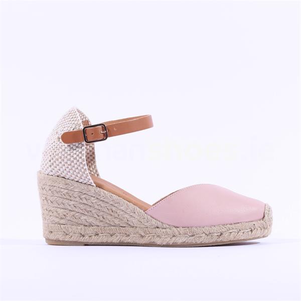 Wonders Espadrille Closed Toe Wedge - Soft Pink Leather | Vaughan Shoes |  Ireland