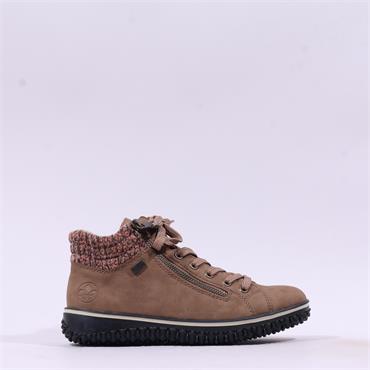 Rieker Laced Tex Boot With Side Zip - Oat